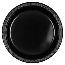 Jet Black 10in Plastic Plates 20ct