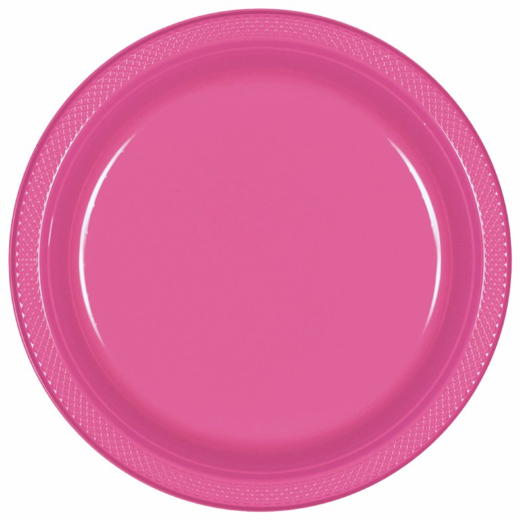 Bright Pink 10in Plastic Plates 20ct