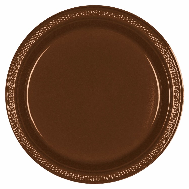 Choc Brown 10in Plastic Plates 20ct