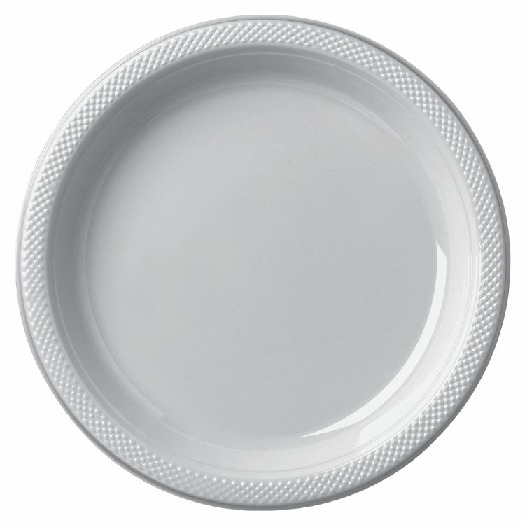 Silver 10in Plastic Plates 20ct