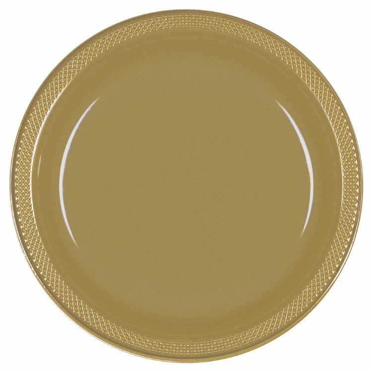 Gold 10in Plastic Plates 20ct