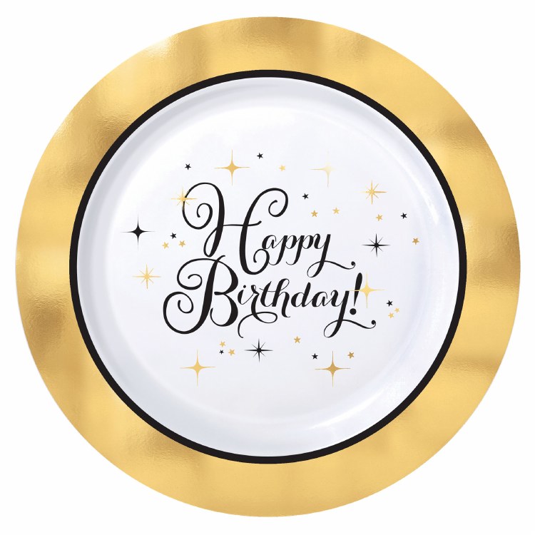 Gold Birthday Premium 7in Plt