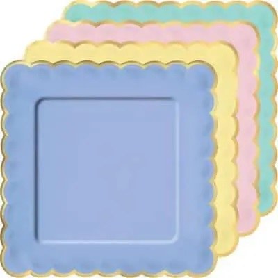 Spring Pastels 10in. Square Paper Plates ~ 8 Count