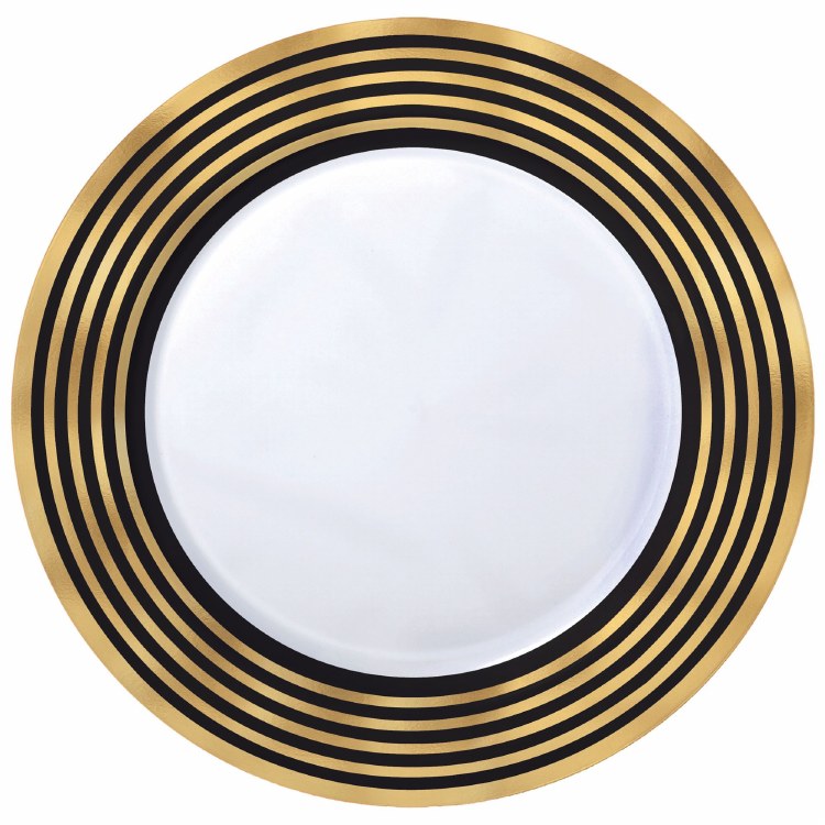 Plates Plastic 7.5 Blk Gold