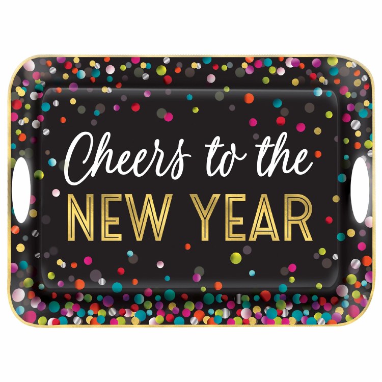 Confetti New Years Melamine Handle Tray