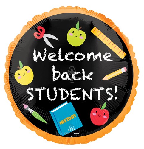 Welcome Back Students, Chalkboard • Standard 18" Mylar Helium Balloon