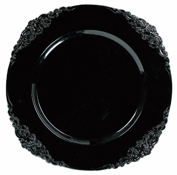 Charger Black Plastic Motif