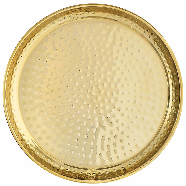 15.5" Hammered Stainless Steel Gold Tray