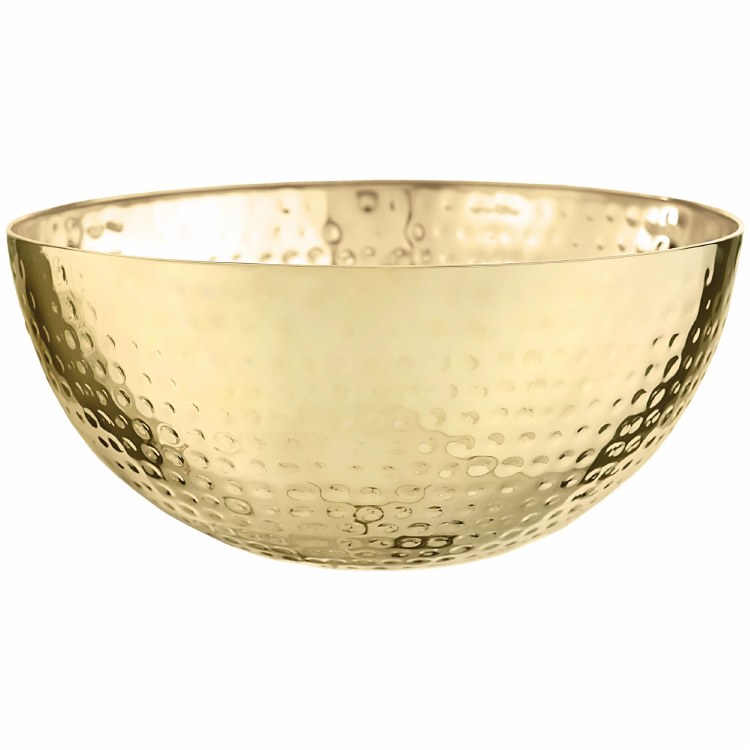 10.75" Hammered Stainless Steel Gold Bowl