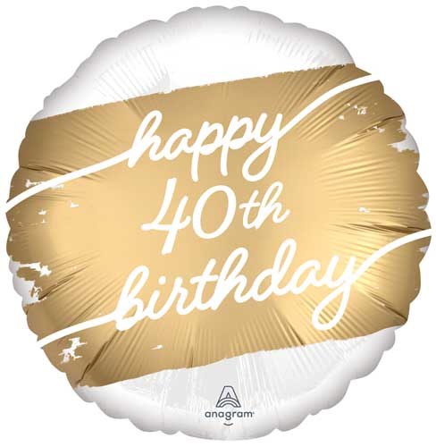 Standard Size / Happy 40th Birthday Golden Age Mylar ~ 18"