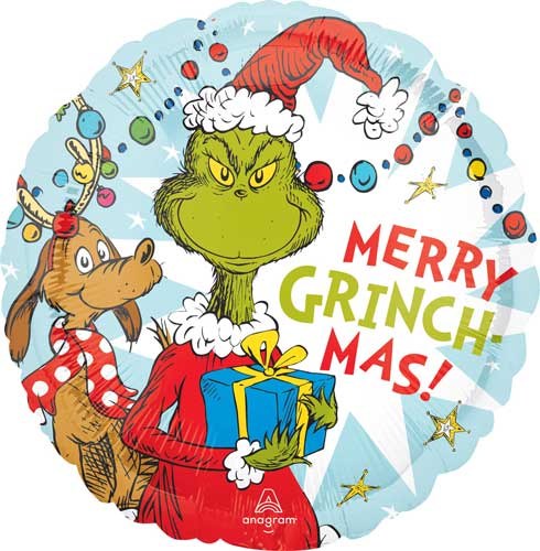 Grinch Merry Grinchmas Standard Size Mylar Helium Balloon 18"