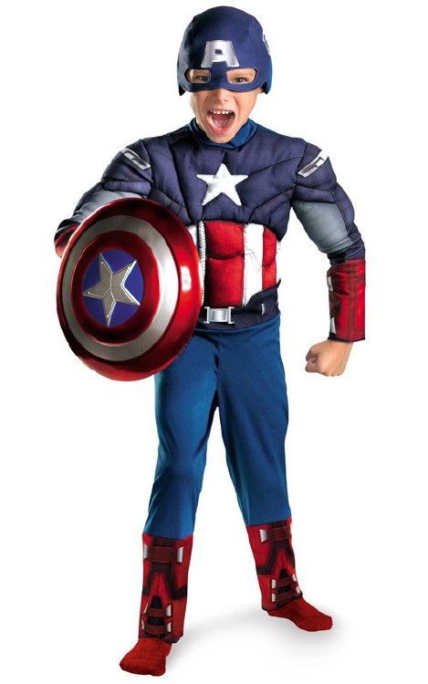Capt America Muscle Child Lg