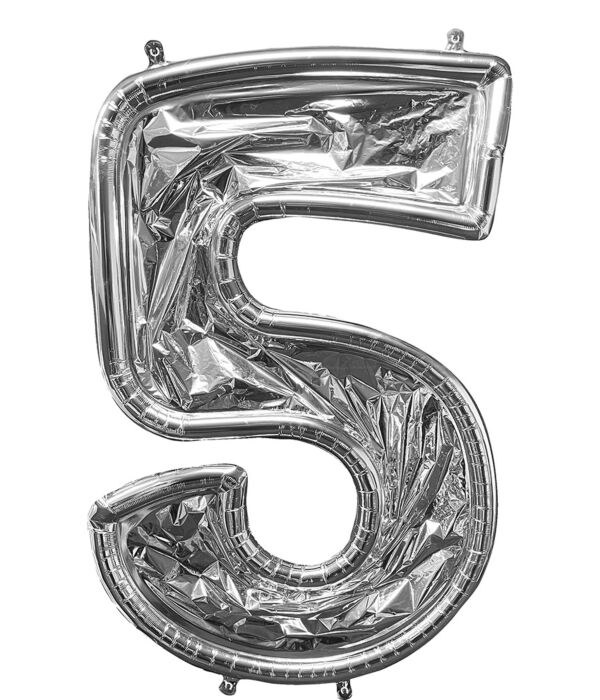 Jumbo Balloon Form Silver "5" DIY