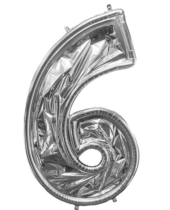 Jumbo Balloon Form Silver "6" DIY