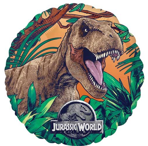Dinosaur, Jurassic World T-Rex Round • Standard Size 17" Mylar Helium Balloon
