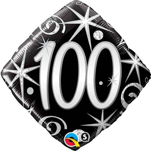 Milestone Year • Elegant Swirls 100 • Standard Size 18" Mylar Helium Balloon