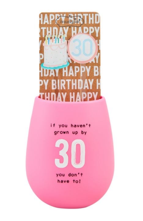 30th Birthday Silicone Wine Glass Set