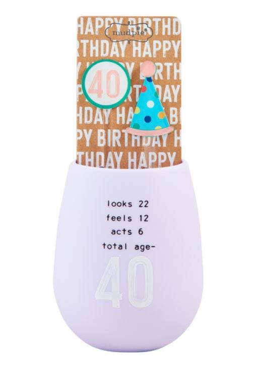 40th Birthday Silicone Wine Glass Set