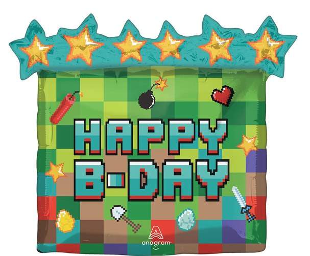 Minecraft • Jumbo 25" Happy Birthday Mylar Helium Balloon