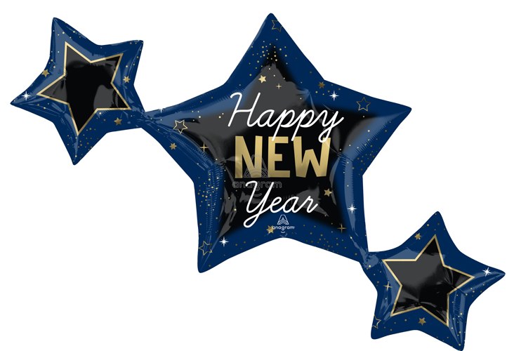 Happy New Year, Celestial Star Cluster • Jumbo 35" Mylar Helium Balloon