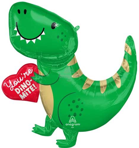 You're Dino-Mite, Love Dinosaur Shape • Jumbo 31" Mylar Helium Balloon