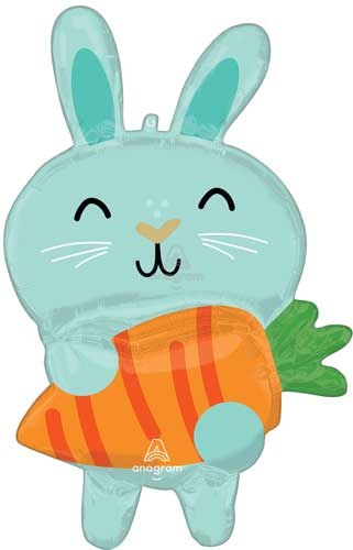 Woodland, Bunny Minty Shape • Jumbo 28" Mylar Helium Balloon
