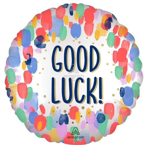 Good Luck, Painterly Dots • Standard Size 18" Mylar Helium Balloon