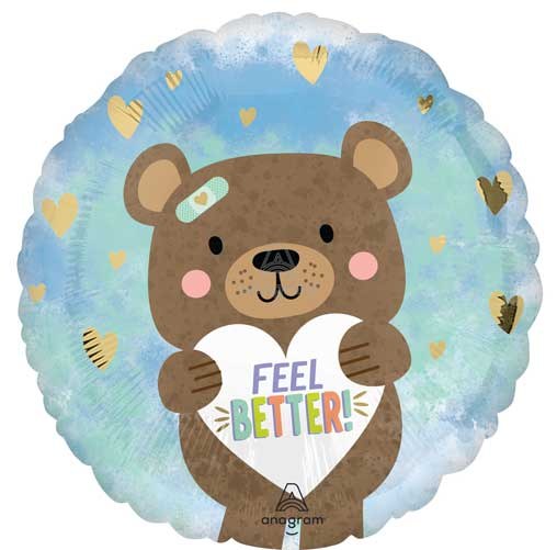 Feel Better Bear • Standard Size 17" Mylar Helium Balloon