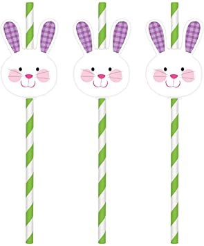 Paper Straw with Bunny Shape Add Ons ~ 12 Count