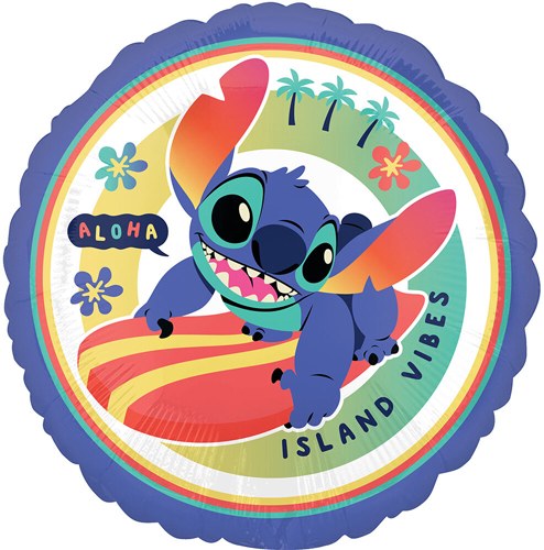 Lilo and Stich • Aloha, Island Vibes • Standard Size 17" Mylar Helium Balloon