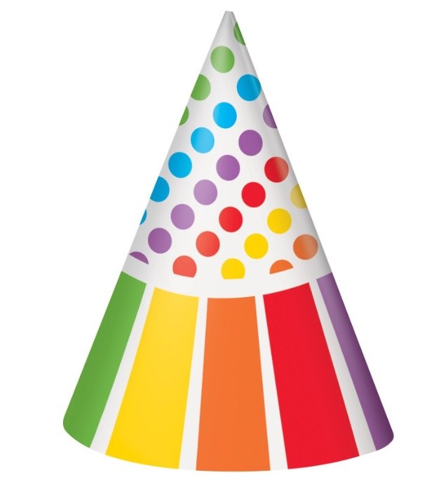 Rainbow Birthday Hats 8ct