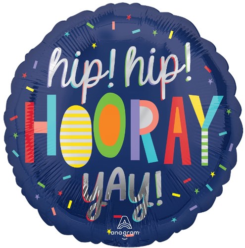 Hip Hip Hooray Yay • Standard Size 18" Mylar Helium Balloon