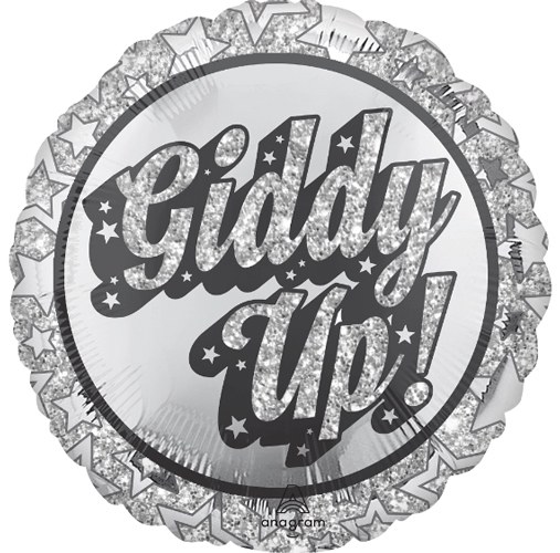 Western, Disco Giddy Up Round • Standard Size 18" Mylar Helium Balloon