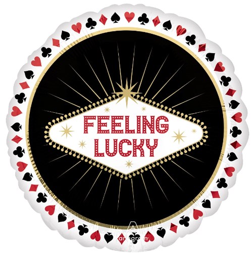 Casino Night, Feeling Lucky • Standard Size 17" Mylar Helium Balloon