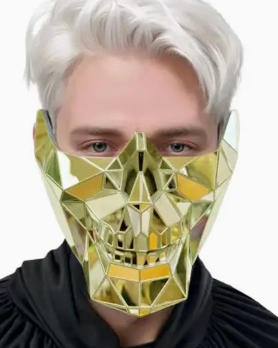 Mask Half Face Skeleton Gold