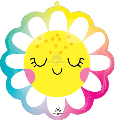 Flower, Daisy Happy Shape • Jumbo 21" Mylar Helium Balloon