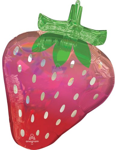 Strawberry Iridescent Shape • Jumbo 27" Mylar Helium Balloon