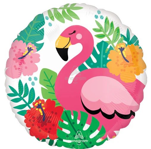 Bird, Flamingo Flamingle Round • Standard 18" Mylar Helium Balloon