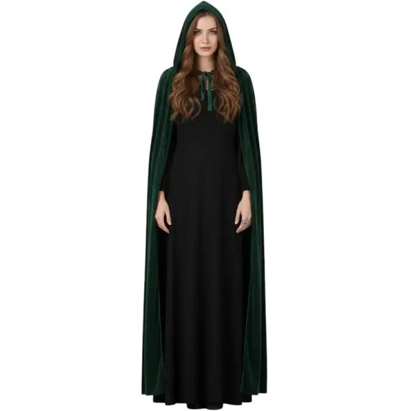 Cape Hooded Velvet Green