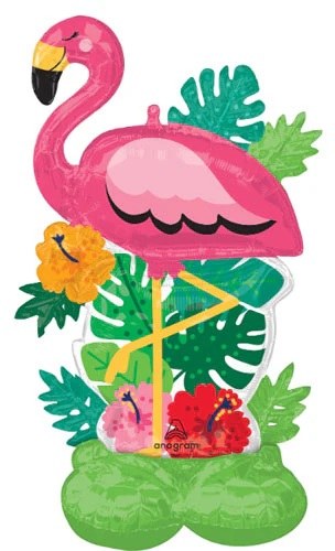 Bird, Flamingo Flamingle AirWalker Shape • Mega Jumbo 52" Freestanding Mylar AirFill Balloon