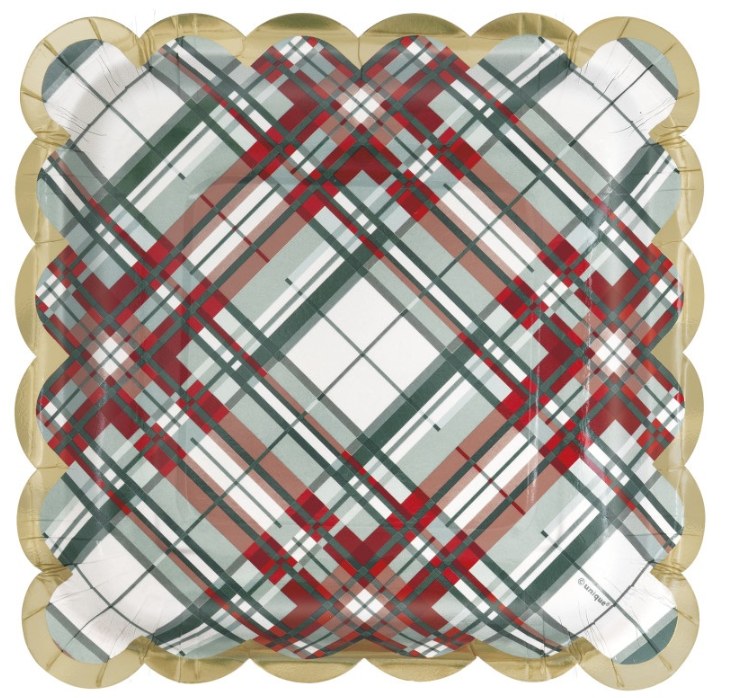 Holly Days Plaid 7" Plate 8ct