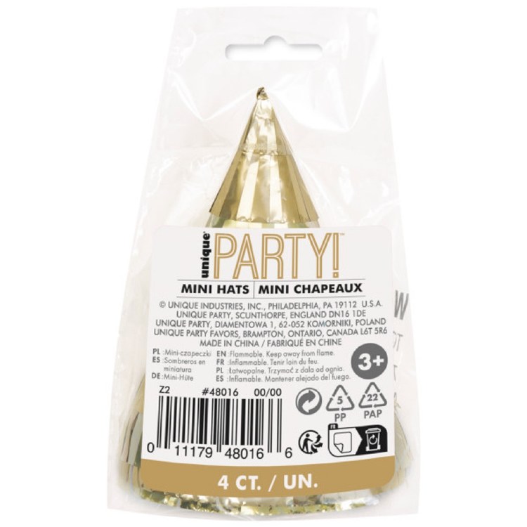 Mini Gold Foil Party Hats