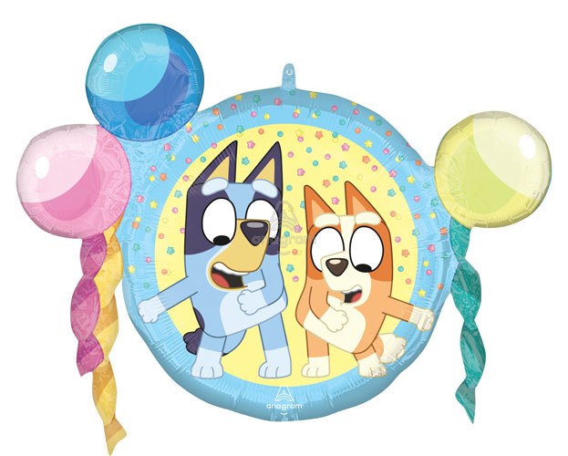Bluey &amp; Bingo Roly Polie Shape • Jumbo 24" Mylar Helium Balloon