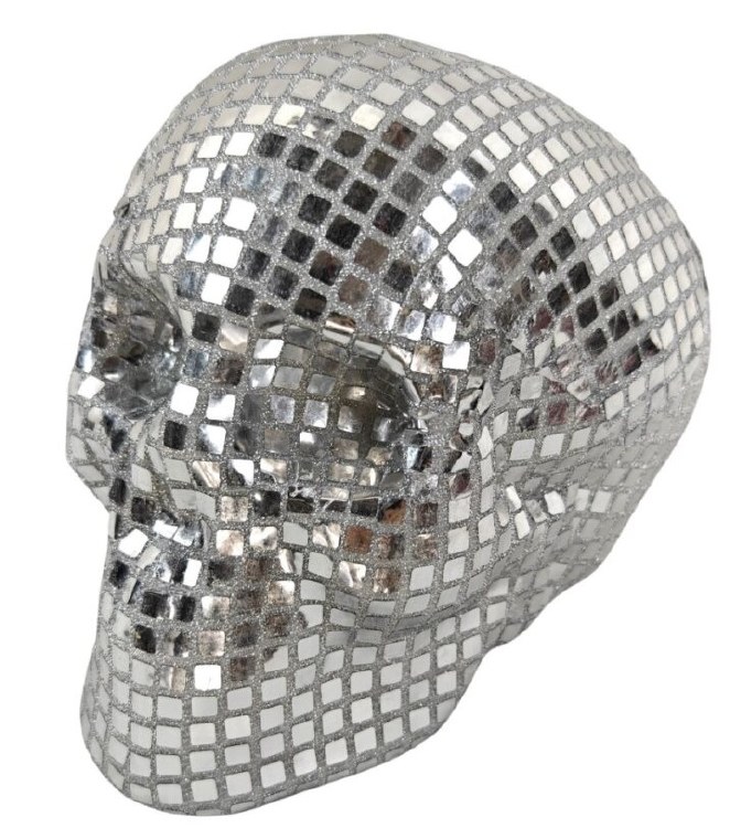 Skull Disco Fabric Silver 10"