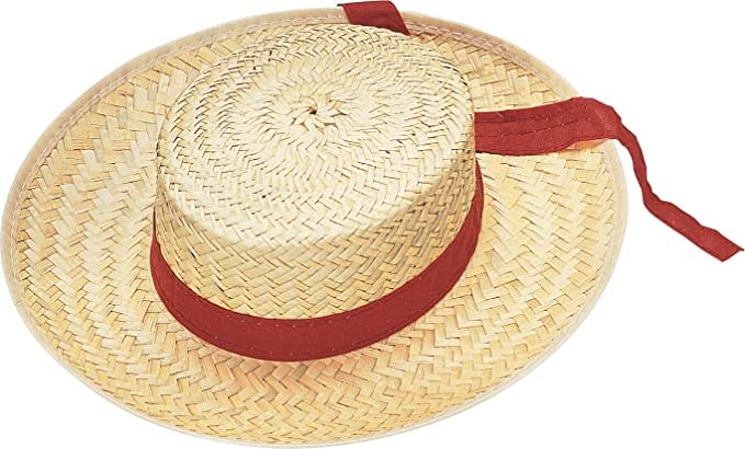 Hat Gondolier Straw Red Ribbon