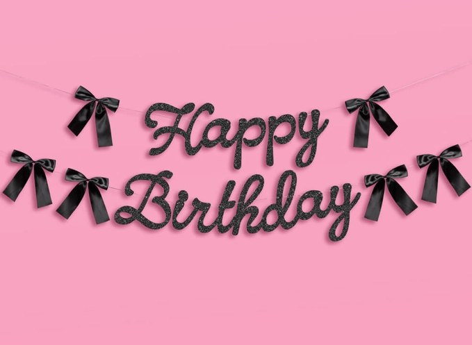 Black Bow Birthday Banner