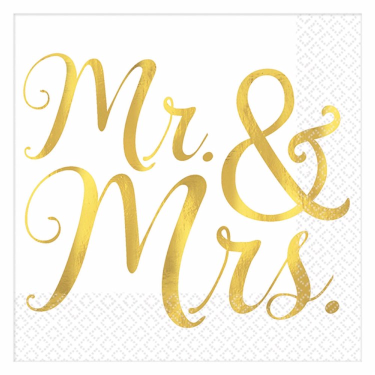 Mr. &amp; Mrs. Beverage Napkins 16ct