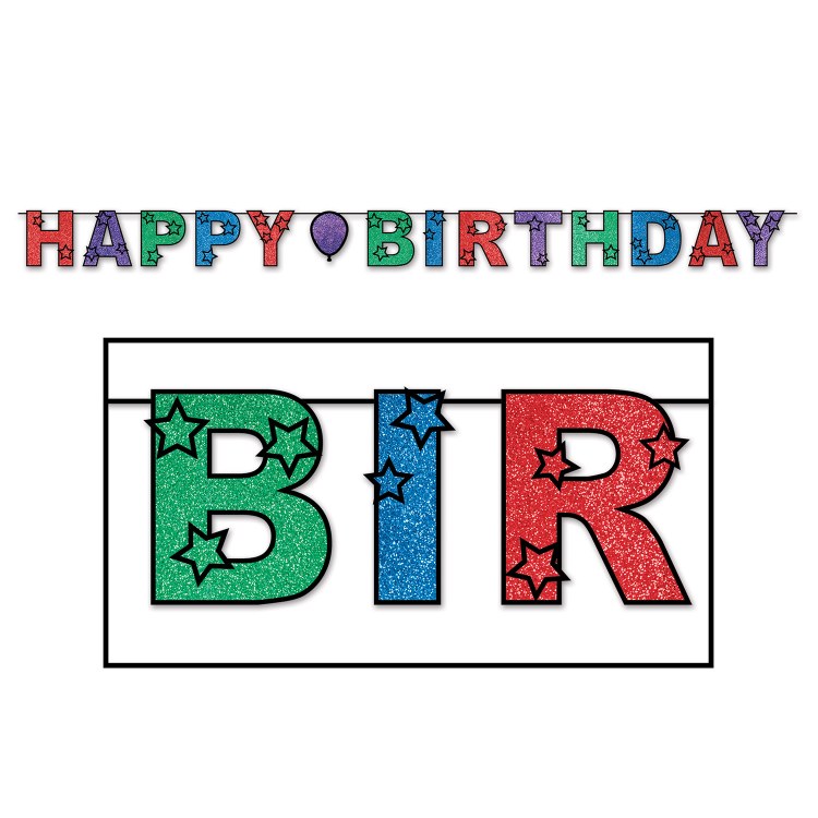 Glitter Happy Birthday Banner