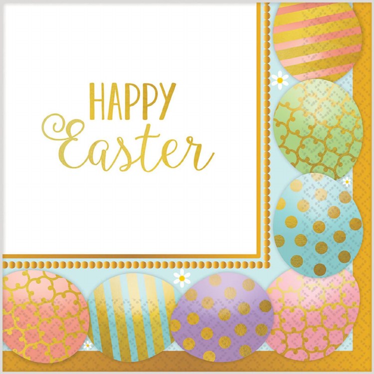 Golden Easter Beverage Napkins ~ 16 Count