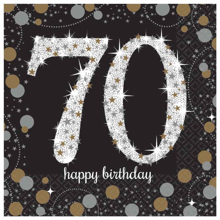 Sparkling 70th Beverage Napkin 16ct